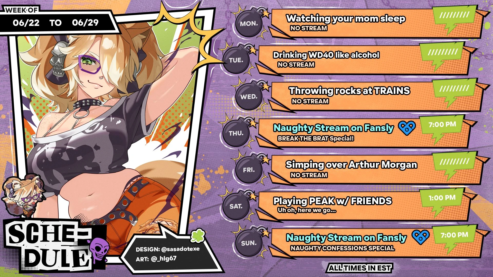 I m baaaaaaack schedule for this week www twitch tv kamilabombette 