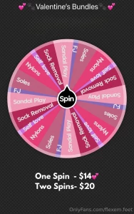 Now through feb 14th tip in for your chance to spin and get some vday