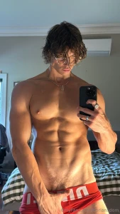 Mirror catching every inch godly body on display boxers barely holding