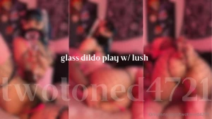 Glass dildo play w lush hair level bush