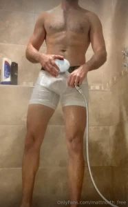 Showering in these tight white boxer briefs doesn t leave much to the