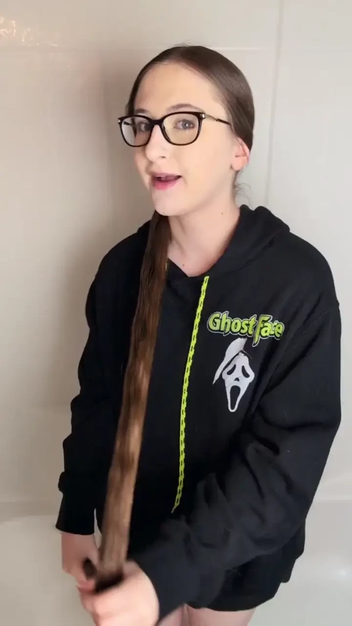Soaking wet hair oversized hoodie showering and shampooing play 