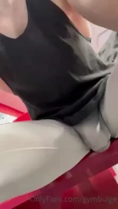 Uncontrollable amount of precum getting my tights all wet in the gym
