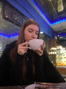 In the heart of a cozy cafe where the aroma of freshly ground coffee