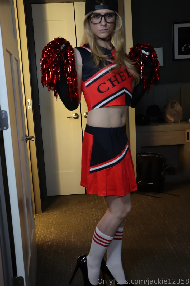 Here are 4 pictures of me in my new cheerleader outfit part 3 