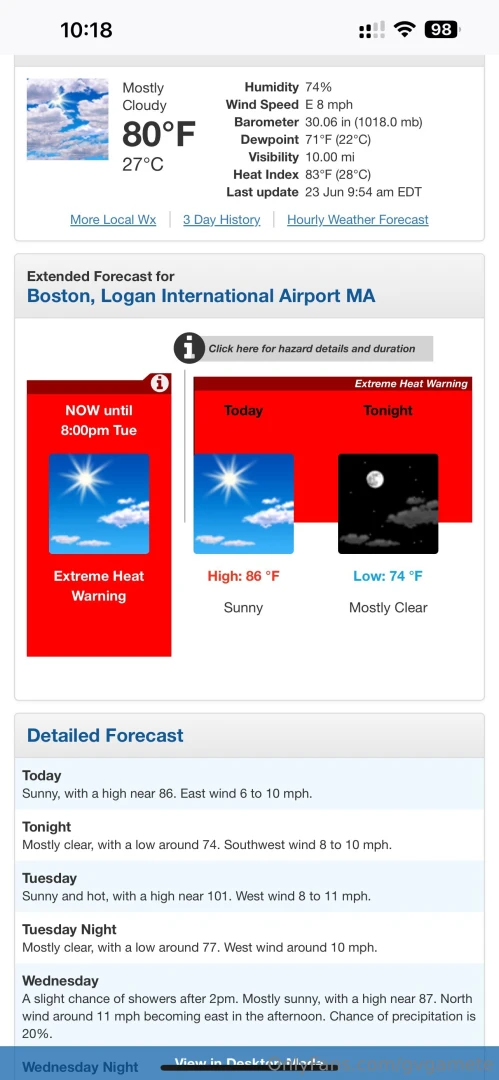 Good morning from the hot zone 