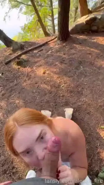 I love sucking cock outdoors redhead blowjob bj suckingdick facial 