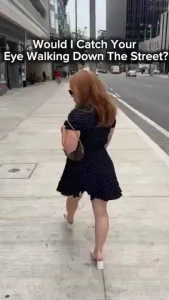 Well would i catch your eye redhead shortdress petite legs bigtits