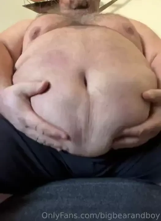 Big daddy playing with his huge gut 