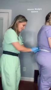 Doctor noticed the nurses hanes waistband hanging out of her scrub part 1
