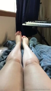 Showing off my cute feet toes soles and hairy long legs wearing some