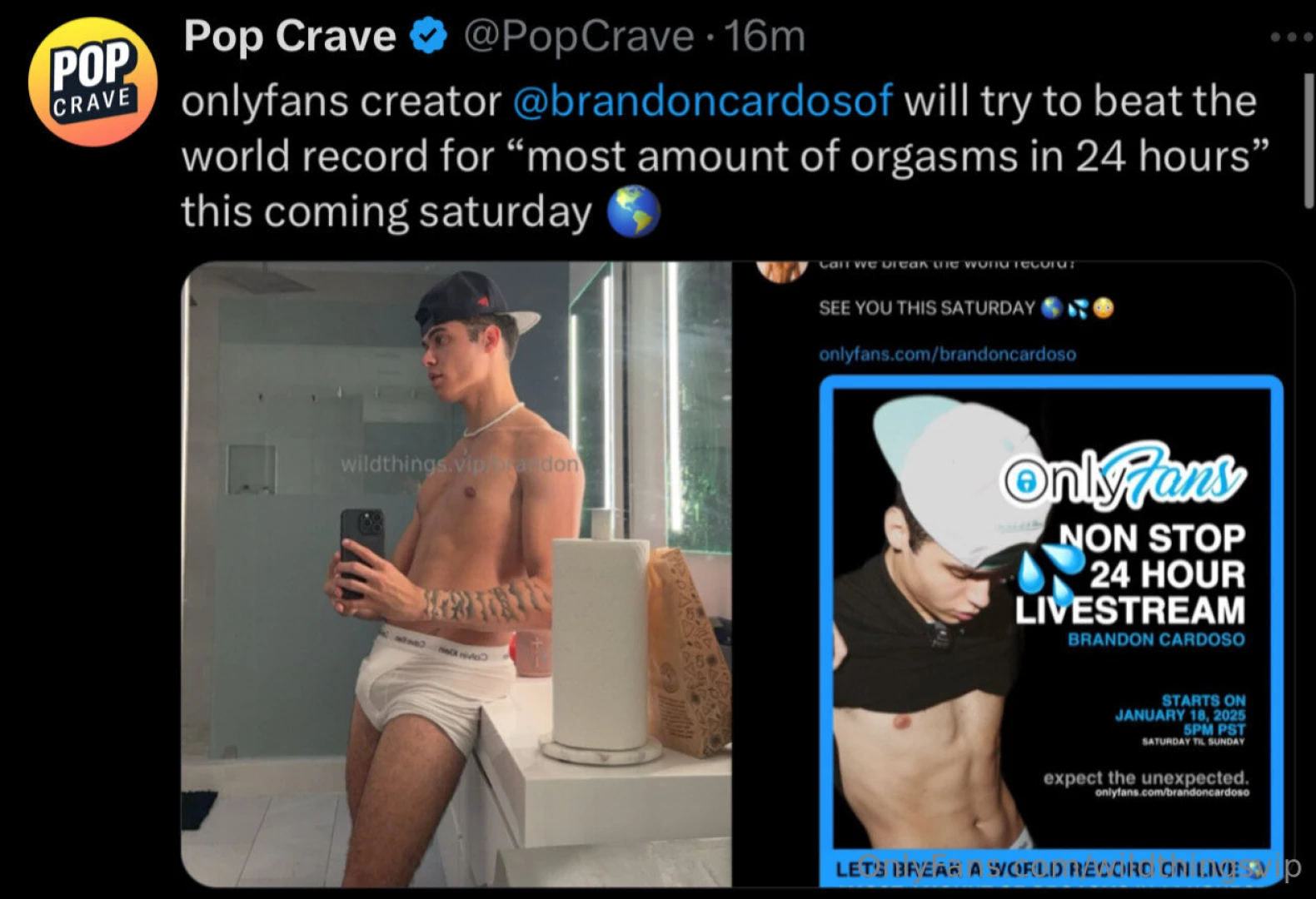 Will brandoncardoso break the world record for most amount of orgasms part 1 