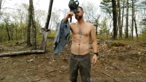 A little clip from a video of me getting down to my thong in the woods