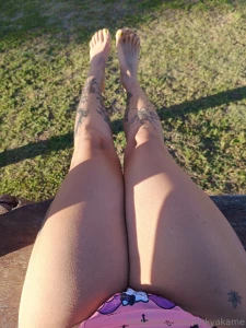 Sunbathing my hairy legs