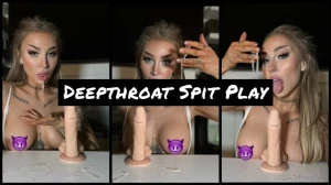 Deepthroat spit play 10 19 watch me deepthroat my dildo for 10 minutes