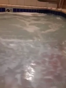 Semi hard in a public hot tub