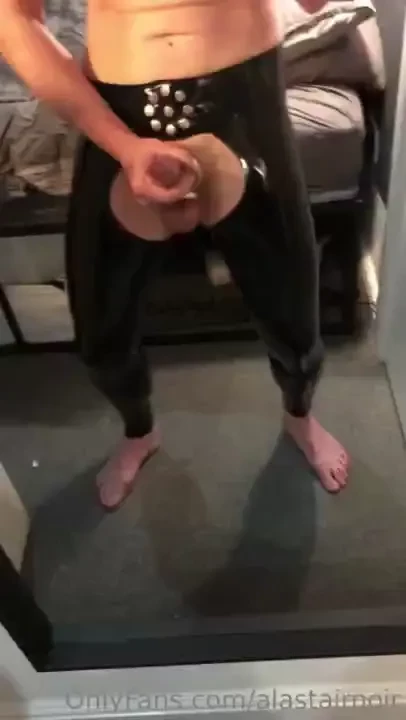 Solo video jerking off in rubber chaps 