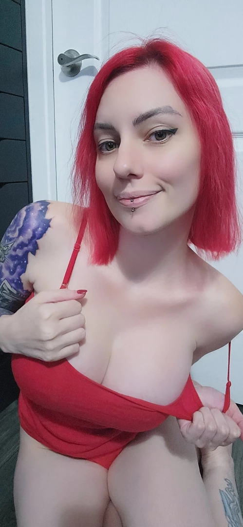 Red lovers this one s for you red hair red tank top red thong 