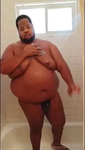 Shower show soaped up rubbing body