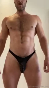 Flexing in a thong amp stroking my cock