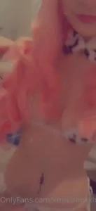 New set cute pink haired cow girl cosplay