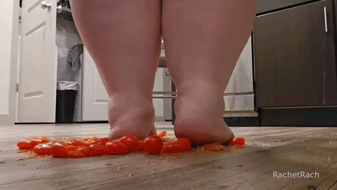 Juicy tomato squish fest with rachel s ravishing feet indulge in the 