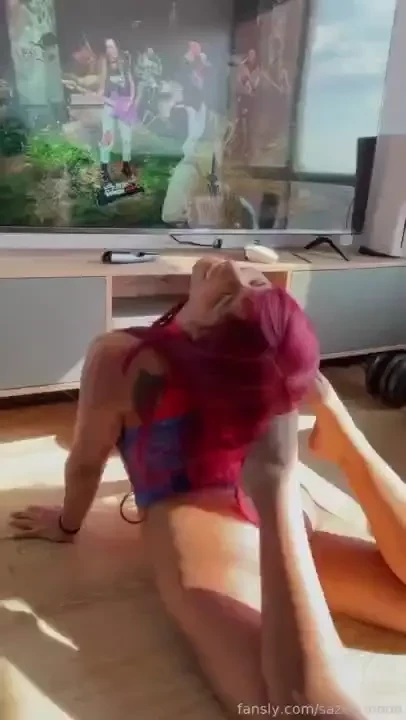 Spidergirl teen young latina cosplay spiderman flexy petite 