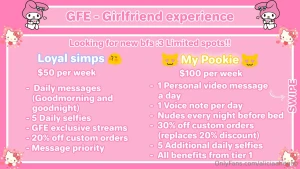 New menu im now offering customs girlfriend experience and sexting part 3