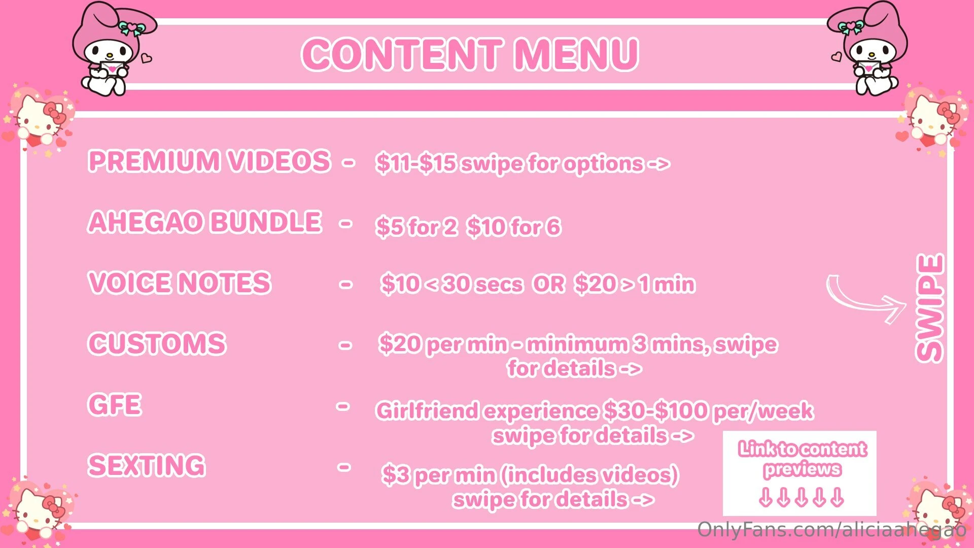 New menu im now offering customs girlfriend experience and sexting 