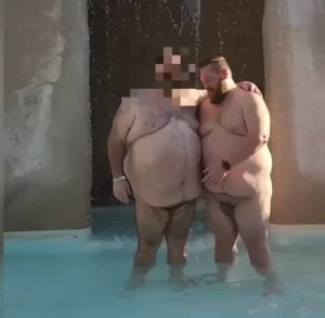 This hot bubba and i play together in the falls during chubfest in