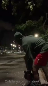 Takin off these swim trunks in the parkin lot