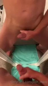 Finishing off on the mirror double the cum double the fun