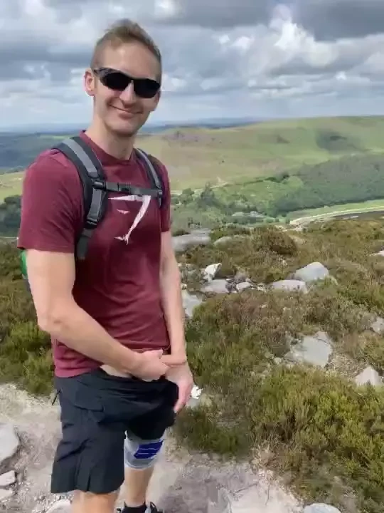 Sexy backpack sexy knee support getting my dick out in a beautiful 