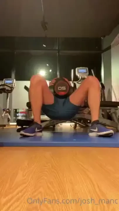 Make shift hip thrusts in the hotel gym swipe for a risky dick flop 
