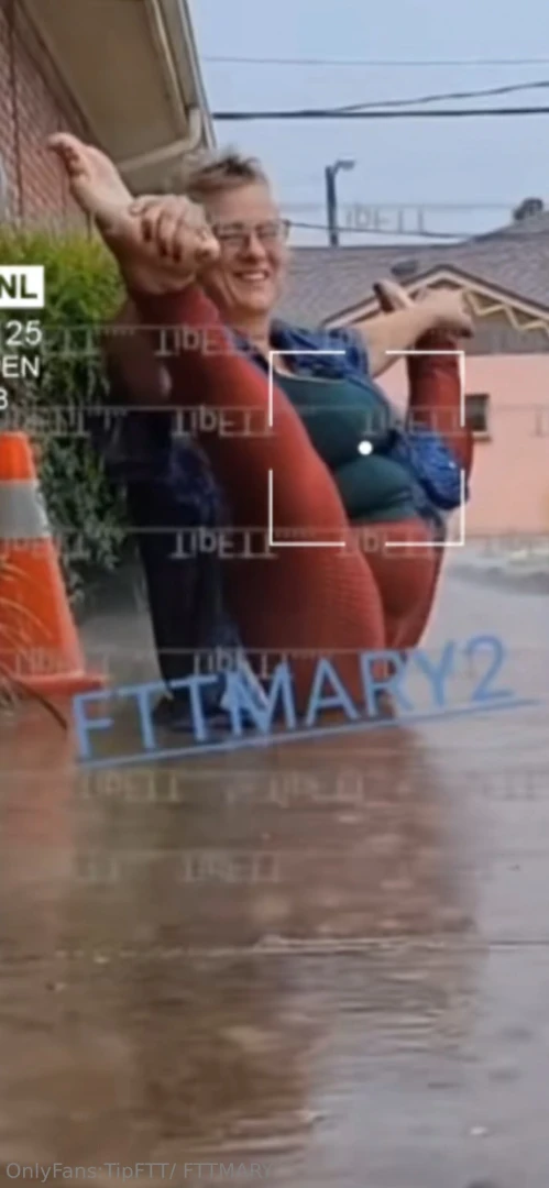 Barefooted yoga in the rain 