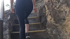 He always insists walking behind me when i walk up stairs then he can