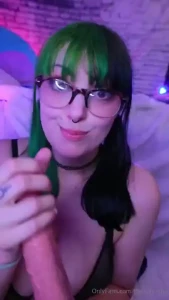 I dyed it green and black more goth anyway wanna cum on my glasses