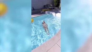 He was hanging out in bed while i was doing some naked swimming part 1