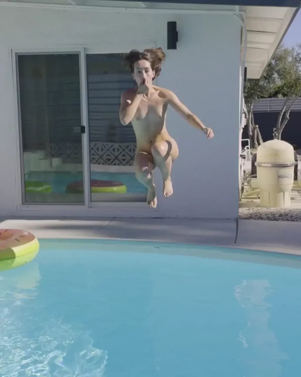 A fun day of playing around naked in the pool 