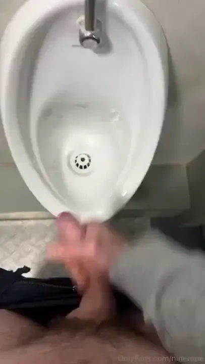 You think the next guys going to notice my cum all over the urinal 
