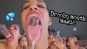 Teaser sloppy gagging cum begging