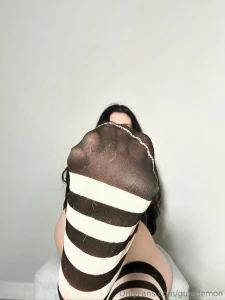 Green or black thong with striped thigh highs part 8