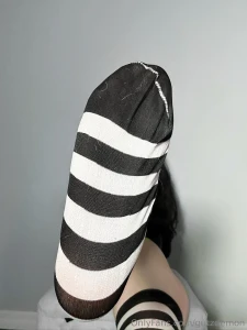 Green or black thong with striped thigh highs part 9