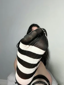 Green or black thong with striped thigh highs part 2