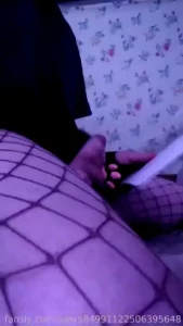 I tried to keep my cum off the bed i failed femboy cum gay fishnets