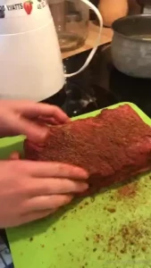 Rubbing a nice thick piece of meat