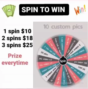 Roll up roll up its spin the wheel time prize everytime 1 spin 10 2