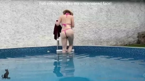 Micro bikini and skinny dipping watch as i enter the pool in my micro