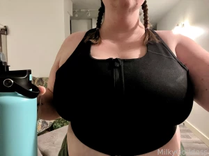Come stretch with me before our workout boobs bigtits breastmilk part 1