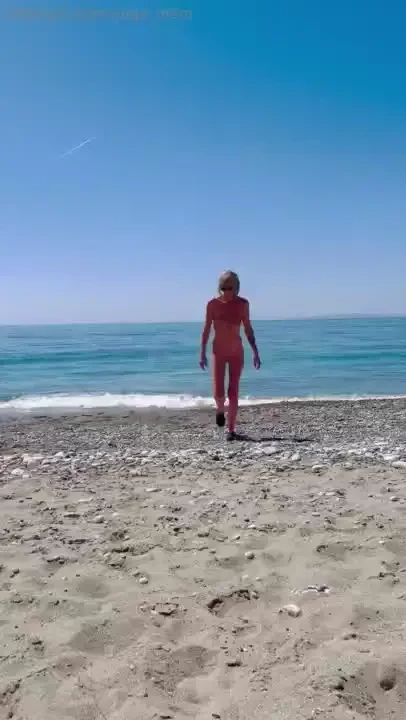 Not quite as graceful as ursula andress in dr no but a lot more naked 